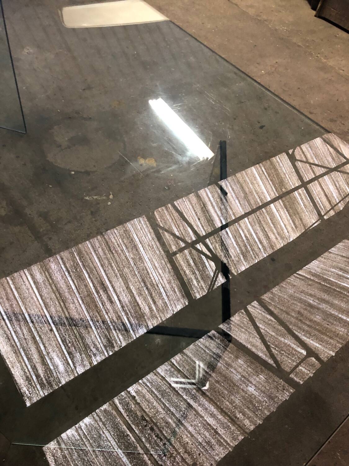 Post modern tempered glass table circa 1980