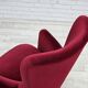 1970s, Danish highback armchair, red furniture velour, beech wood.