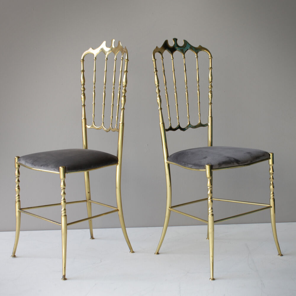 Pair of brass Italian Chiavari chairs