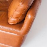 Vintage three-seater leather sofa. Edition by Roche Bobois. France, 70s-80s