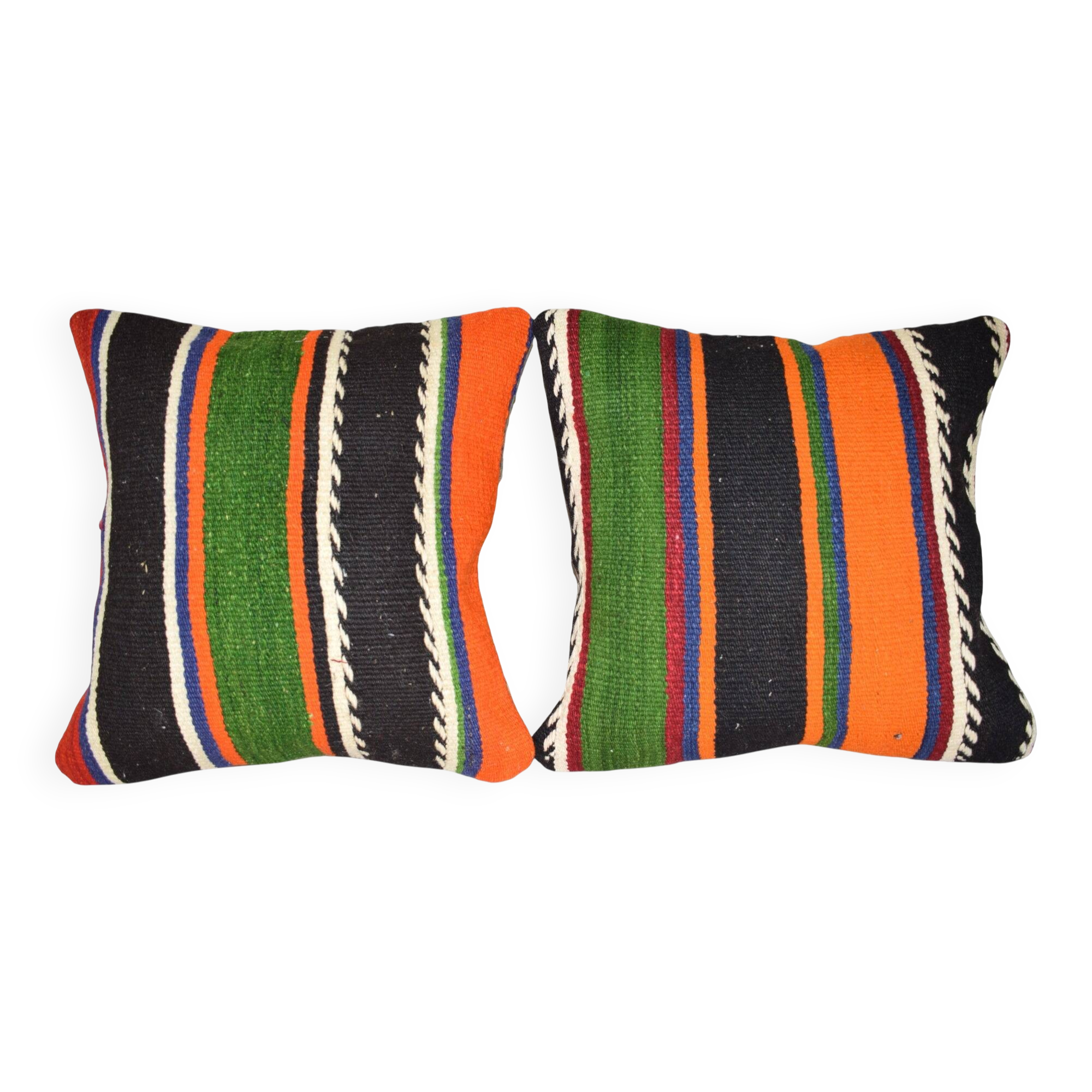 Set of 2 vintage kilim cushion covers 41x41 cm