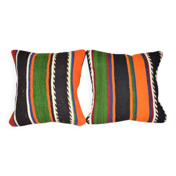 Lot de 2 housses de coussin kilim vintage 41x41 cm