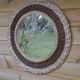 Round woven rattan mirror with rope from the 1970s.