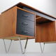 Cees Braakman teak desk with triangle legs for Pastoe