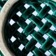 Green woven ceramic basket bowl