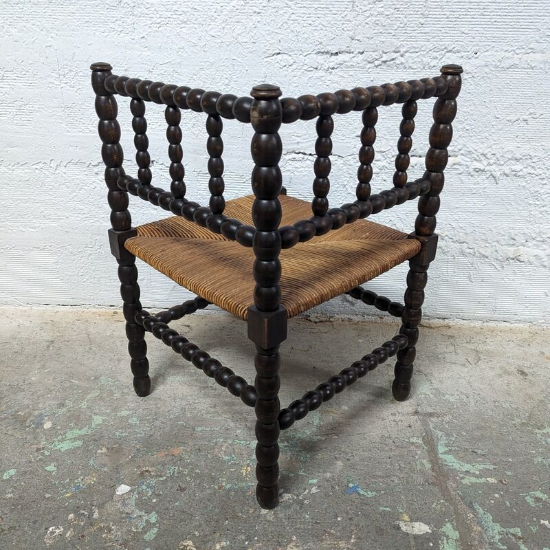 Turned wooden corner chair