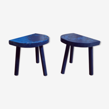 Blue milking stools