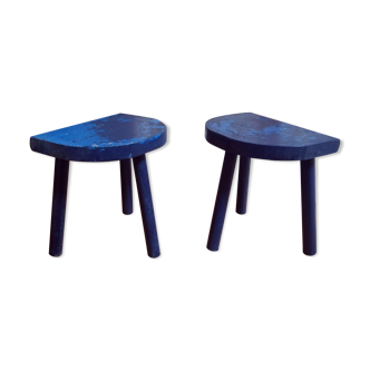 Blue milking stools
