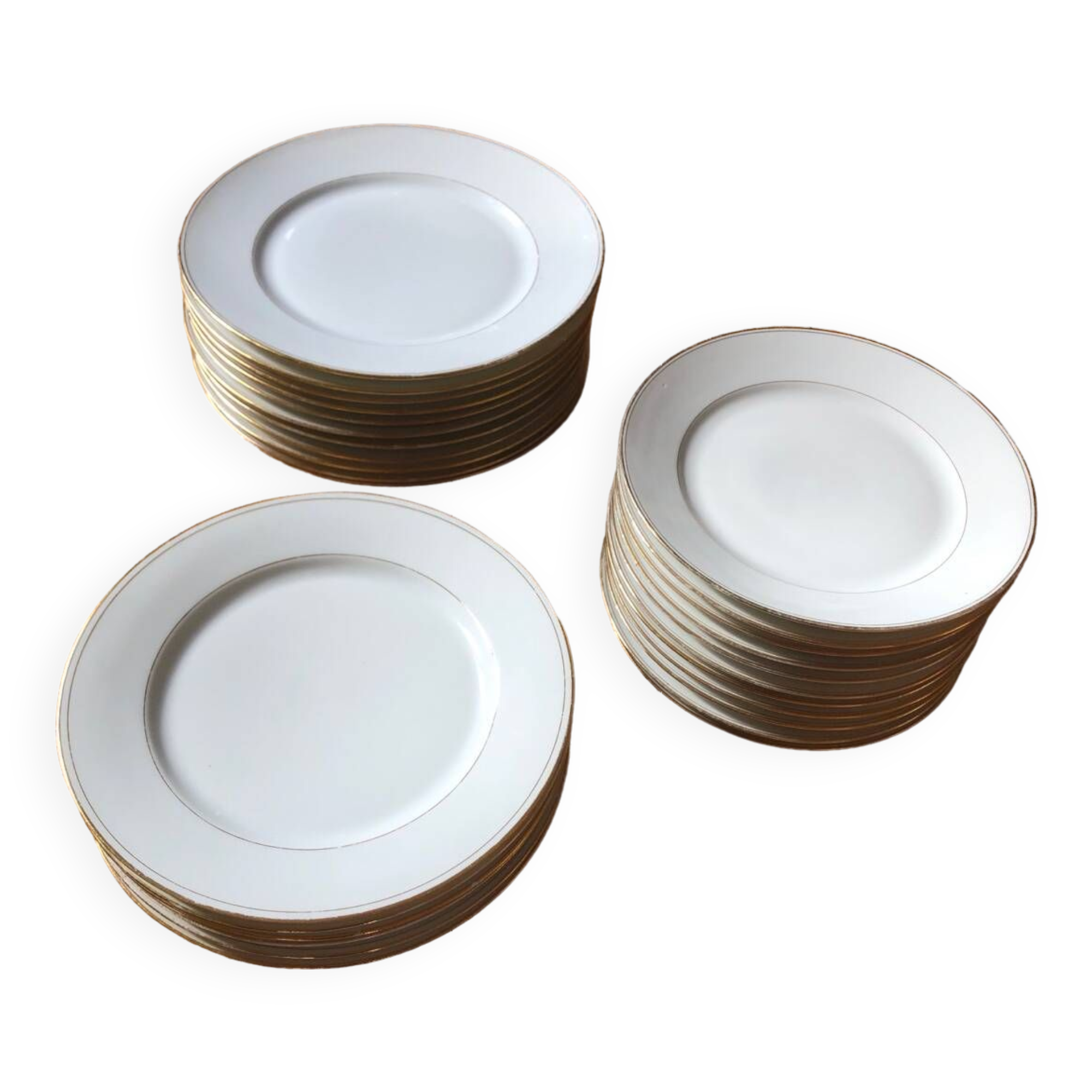Lot of 28 porcelain plates with golden edging