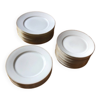 Lot of 28 porcelain plates with golden edging