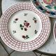 Set of 6 flat plates mismatched pink Badonviller, Longchamp, Digoin "Rosa" and Quimper