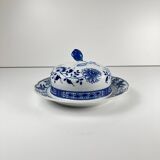 Rare Large Round Butter Dish Hutschenreuther Blue Onion Porcelain Germany