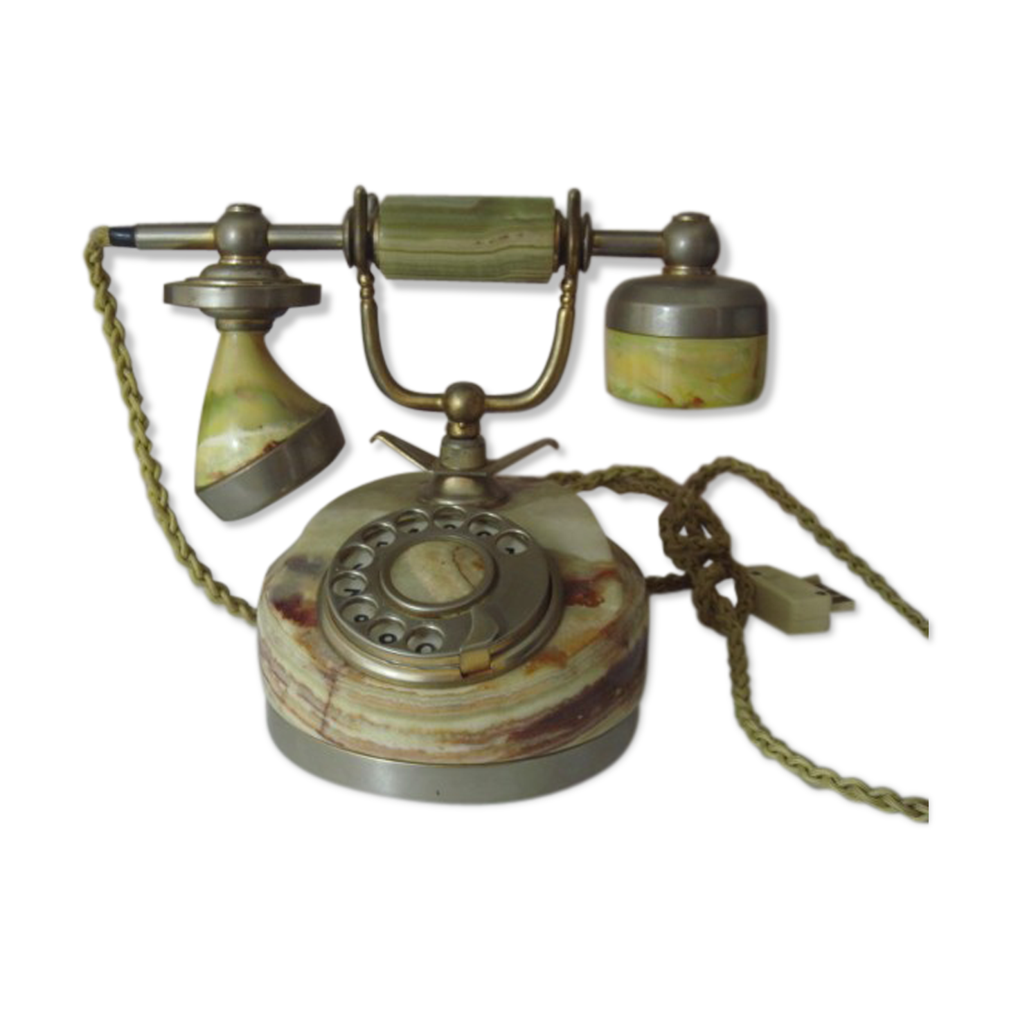 Phone old with marble and gold plated 17 k italy