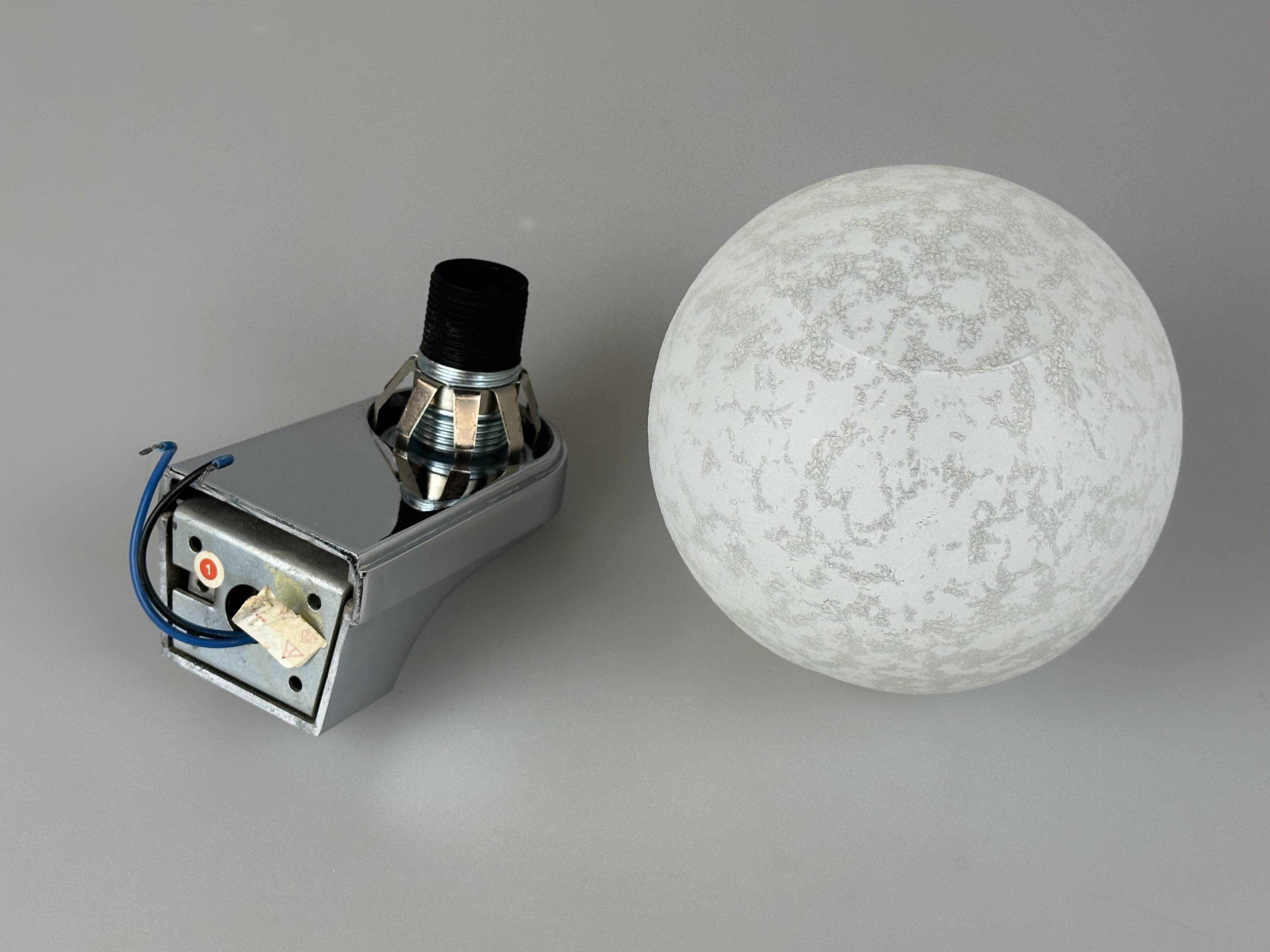 60s 70s Wall Lamp Globe Lamp Chrome & Glass German Space Age Design