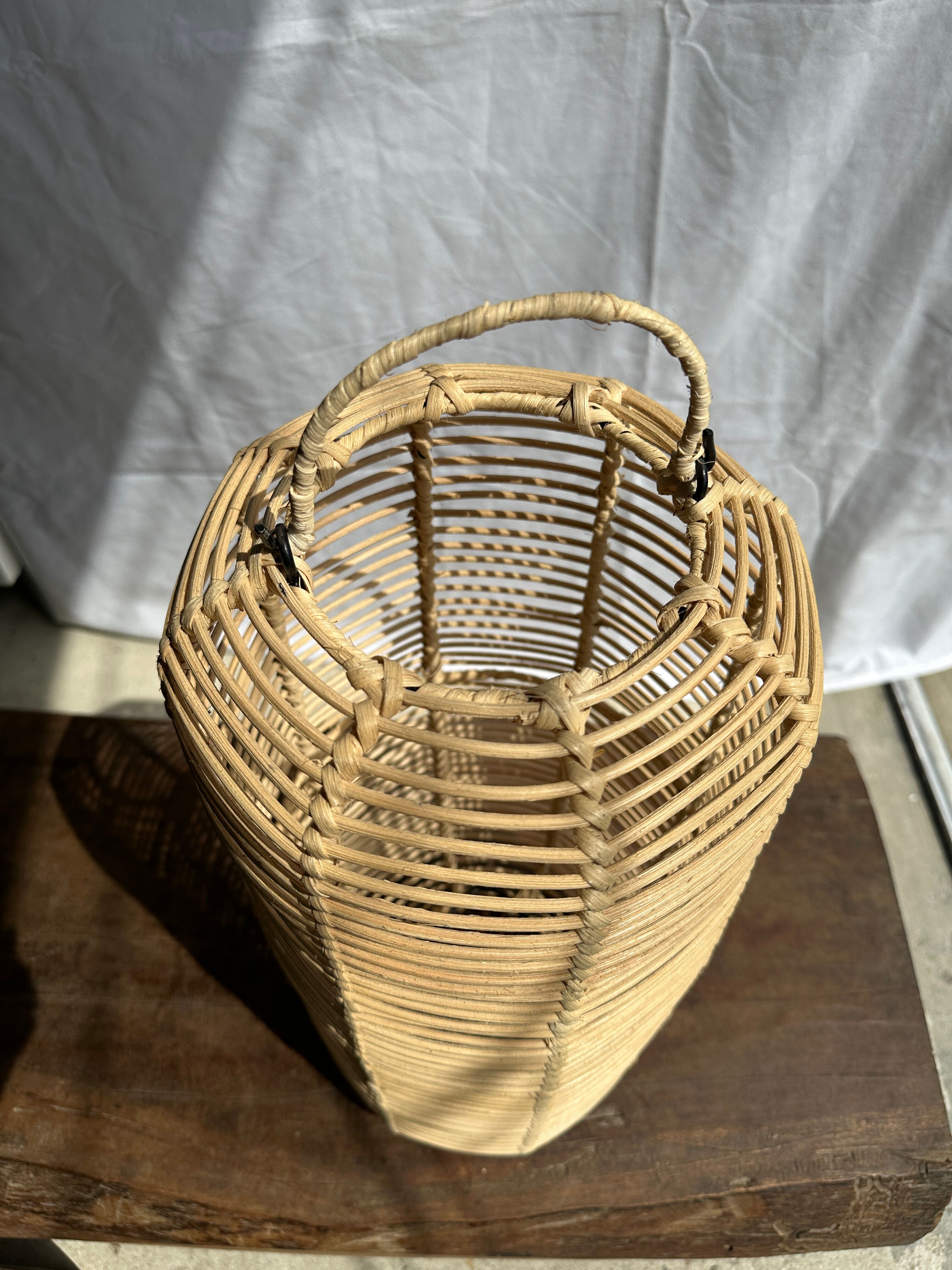 Large lantern-shaped rattan pendant lamp H50 D24