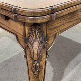 Chippendale extendable dining table in oak and burl elm