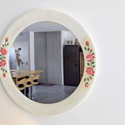 Miroir rond vintage Syla modèle 6131 décor roses