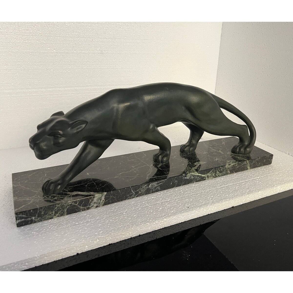 Secondo, Art Deco Panther, 1930, Bronze with Marble Base