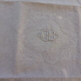 6 rectangular towels, damask cotton, Lilas tint and monogrammed OG, art deco