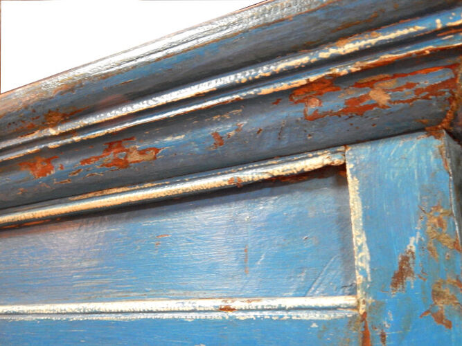 Wardrobe buffet blue cupboard glass wood old teak