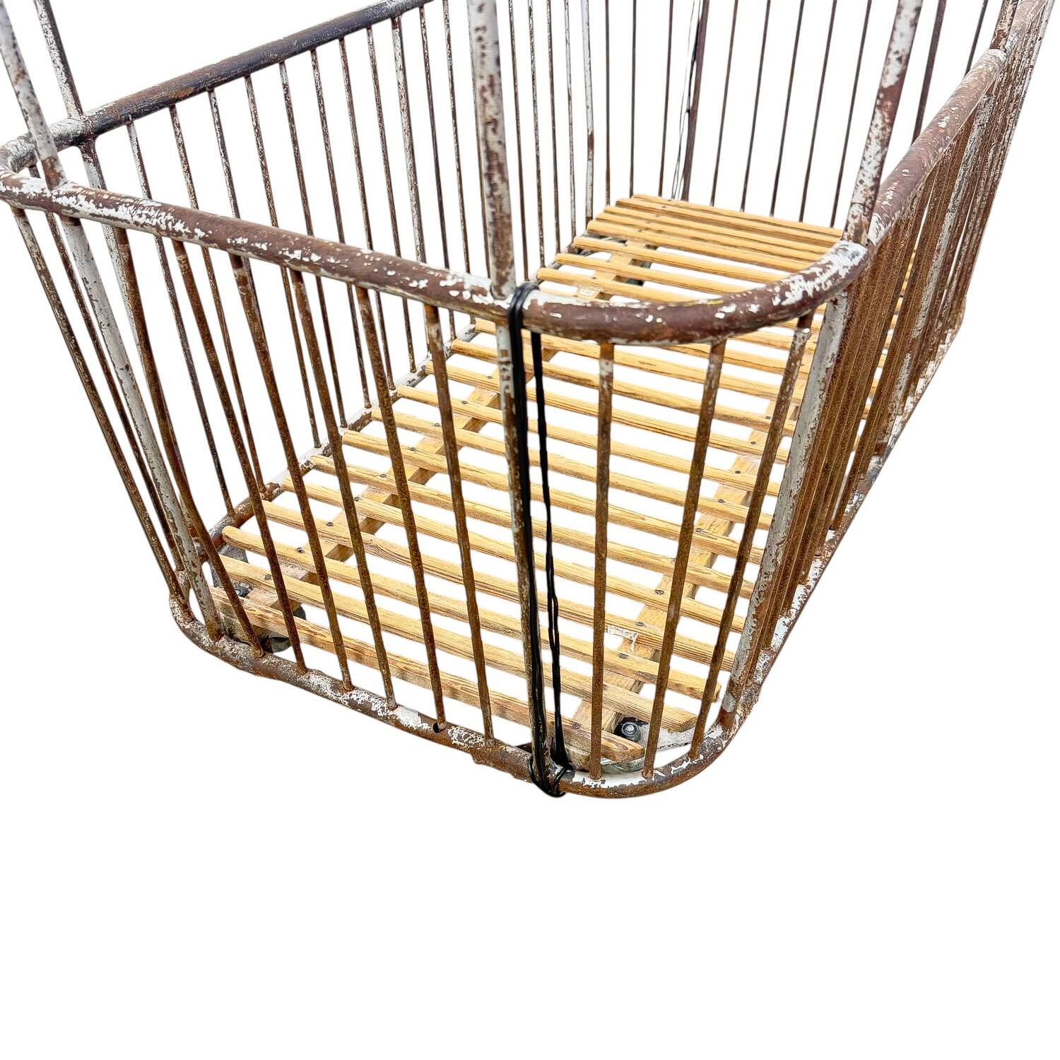 Vintage French Metal Bakery Cart long– Industrial Bread Trolley – Rolling L