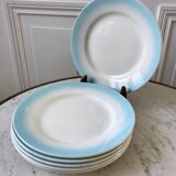 Set of 6 dessert plates sky blue gradient pastel years 40-50