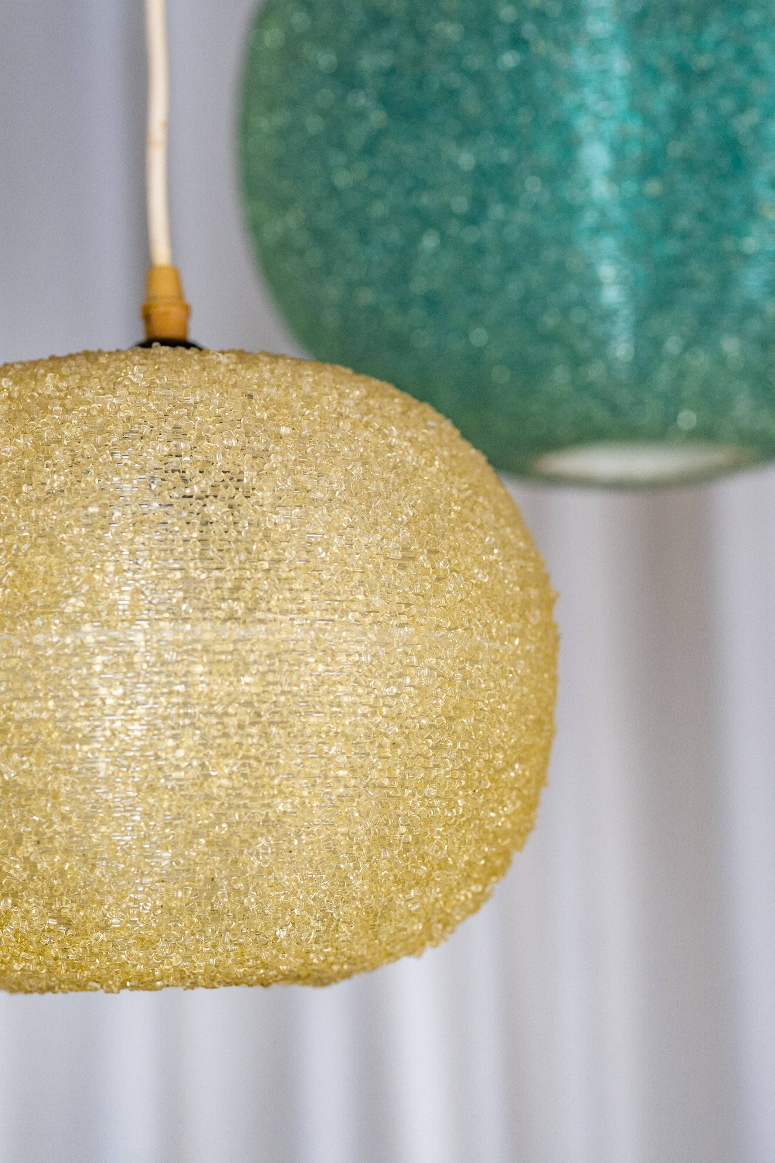 Set of two Sugarball Moon pendant lights by Rotaflex, Belgium, 1970