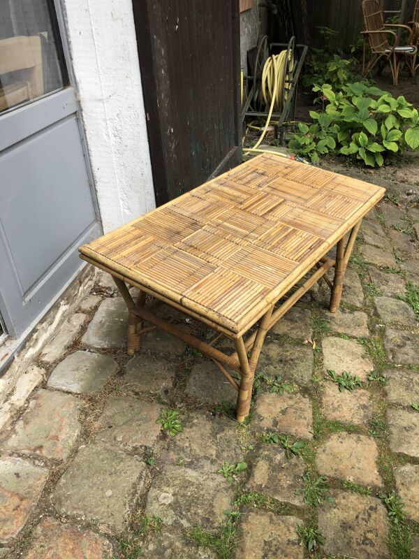 table basse en bambou fendu 1960