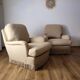 Vintage beige armchairs with fringes