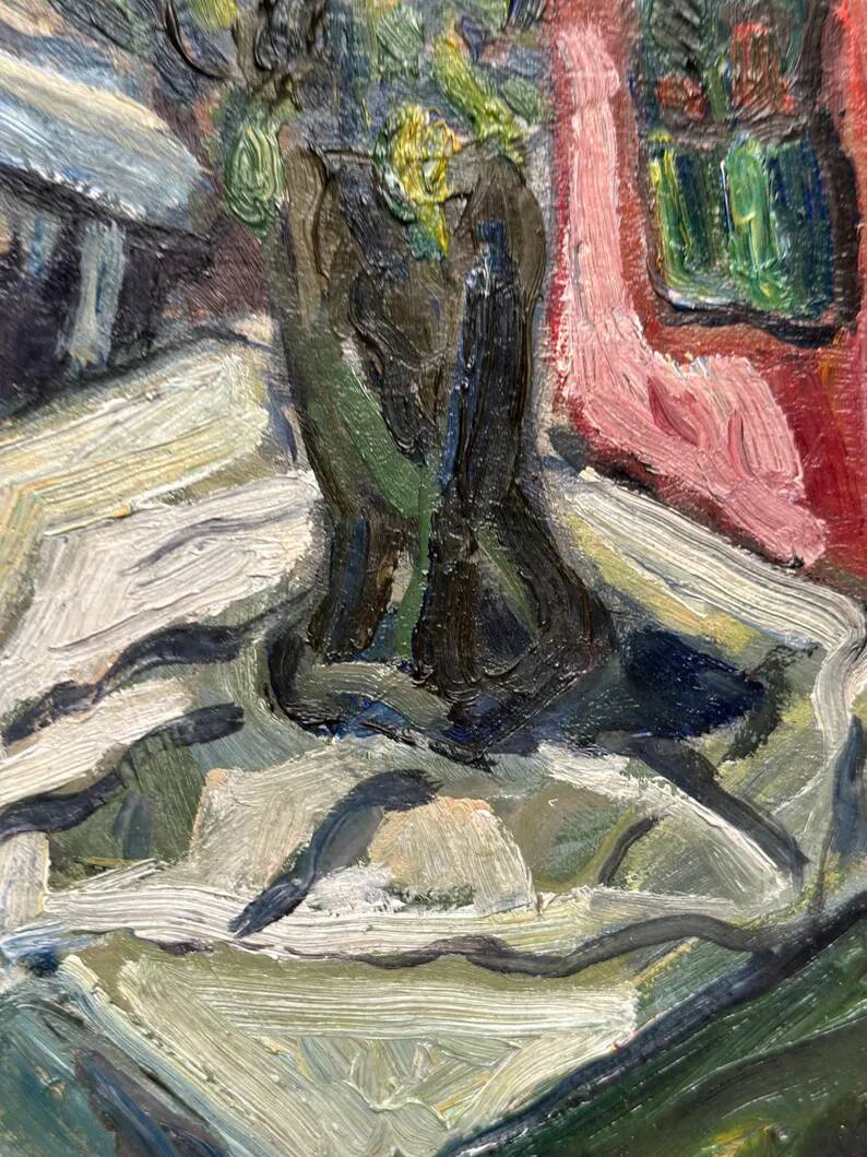Oil on panel by Swedish artist – "Interior with figure" by Olle Nordberg (1905–1986) – 1944 – vintage and framed – 40×46 cm (15.7"×18.1")