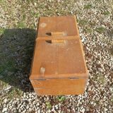 Worker seamstress box in patinated solid wood