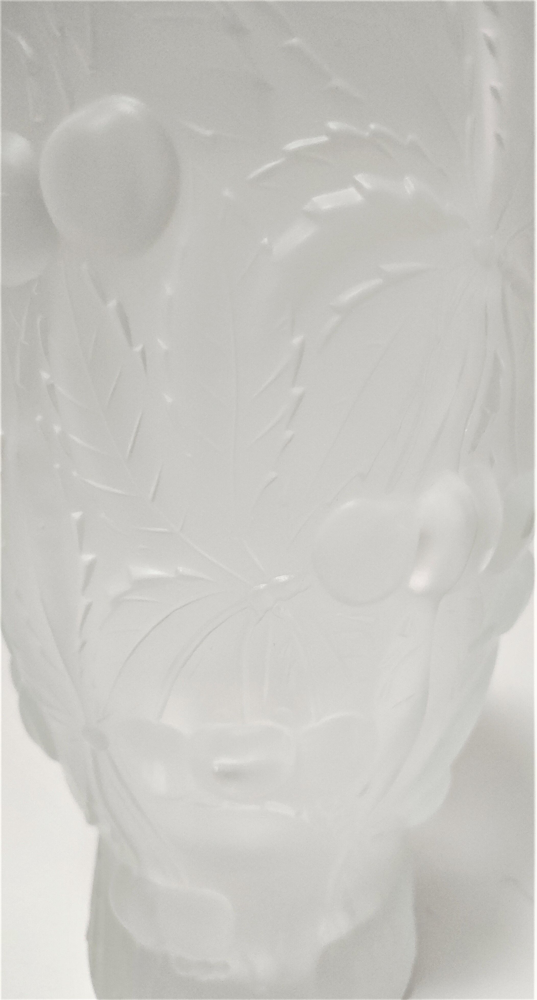 Vase pressed glass molded matte Josef Inwald decoration cherries