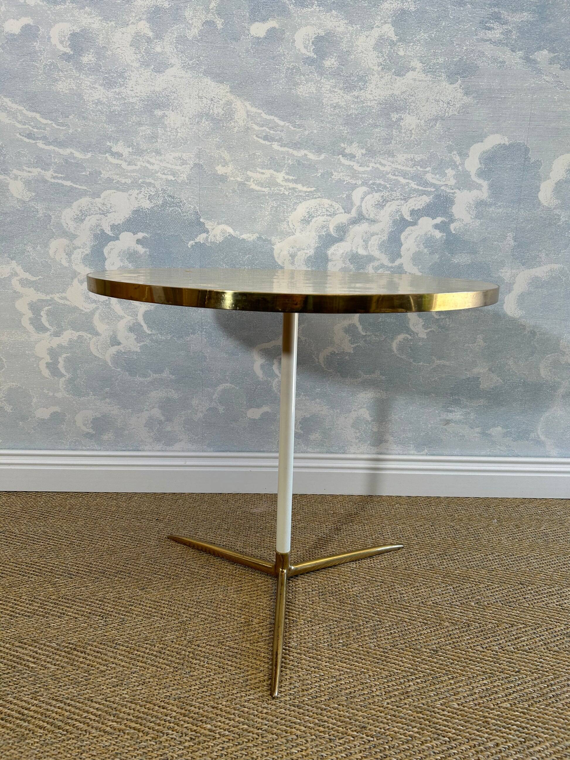 Capiz shell side table with a brass base by Vereinigte Werkstätten Munich, Germany, 1960s.