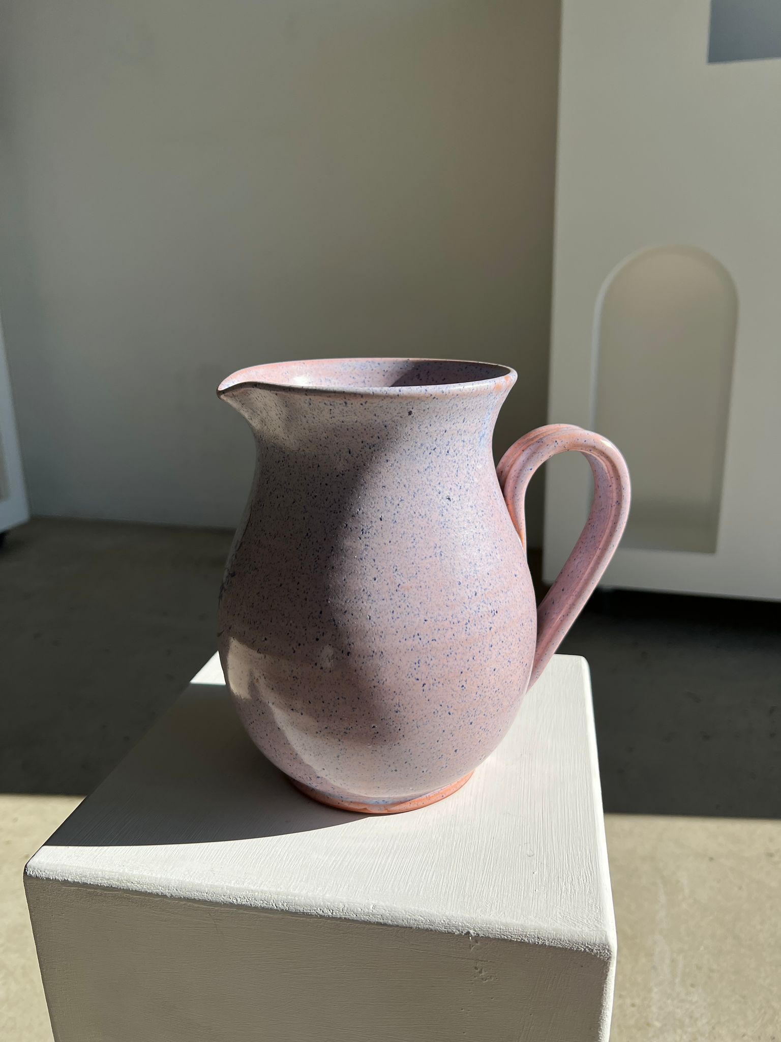 Vintage purple carafe with field flower patterns H:20cm