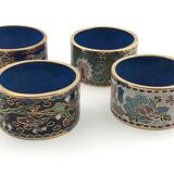 China, 4 rounds of vintage towels in cloisonné enamels/napkin ring cloisonné enamels