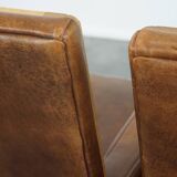 Set of 2 Sheepskin Leather Art Deco Design Armchairs