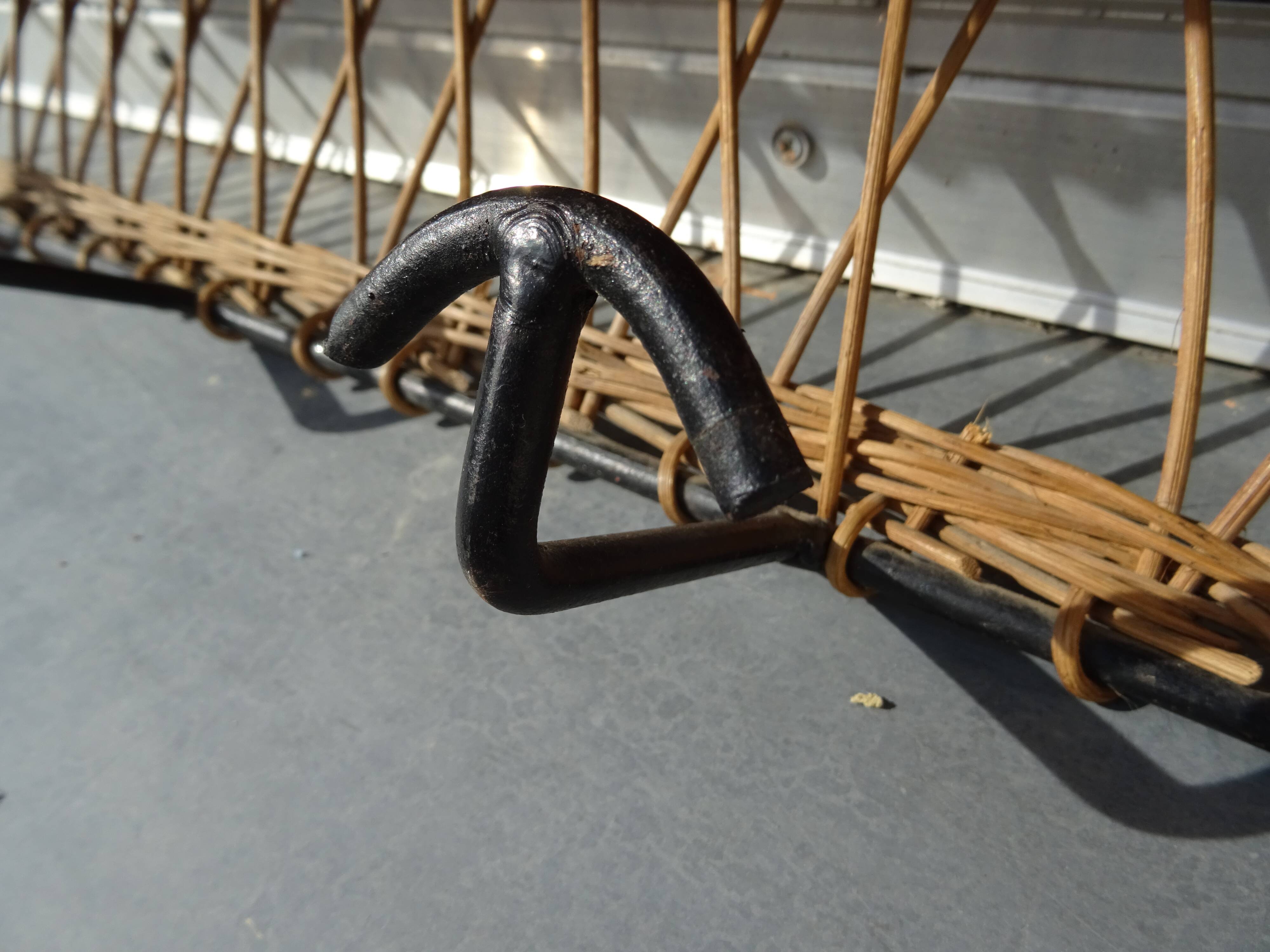 Ferotin coat rack in wicker and metal from the 60s vintage