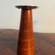Pair of Guy Degrenne wooden and stainless steel candlesticks