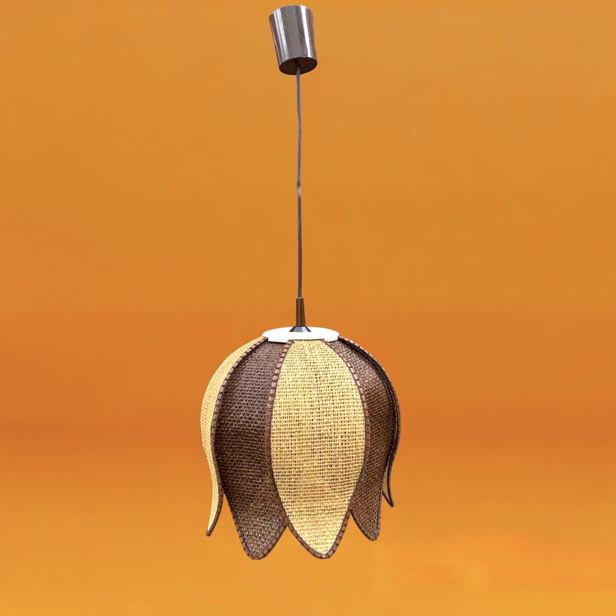 Vintage lotus flower pendant in two-tone braided rope