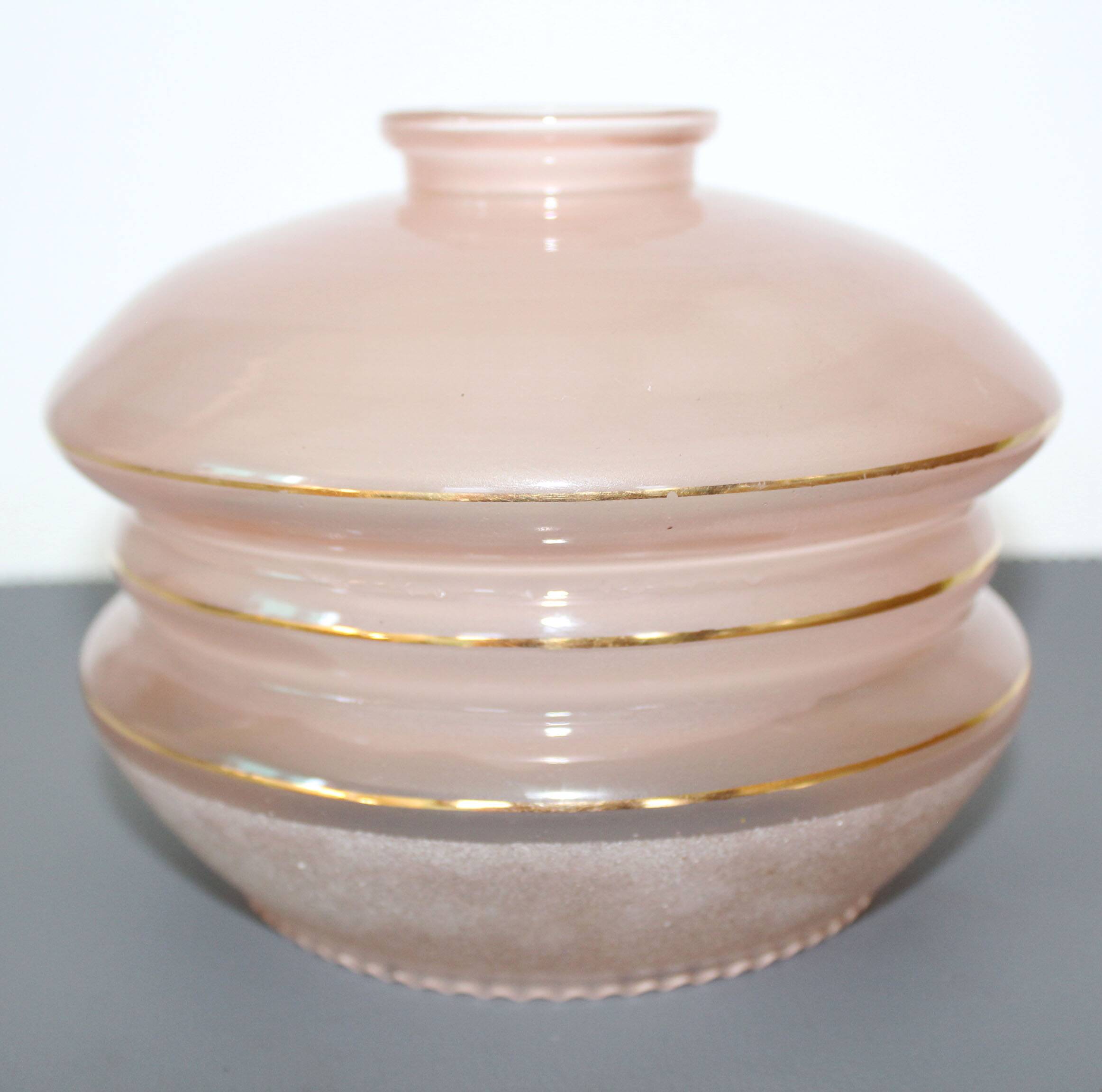 Large Art Deco frosted pink glass globe, shade, frosted glass