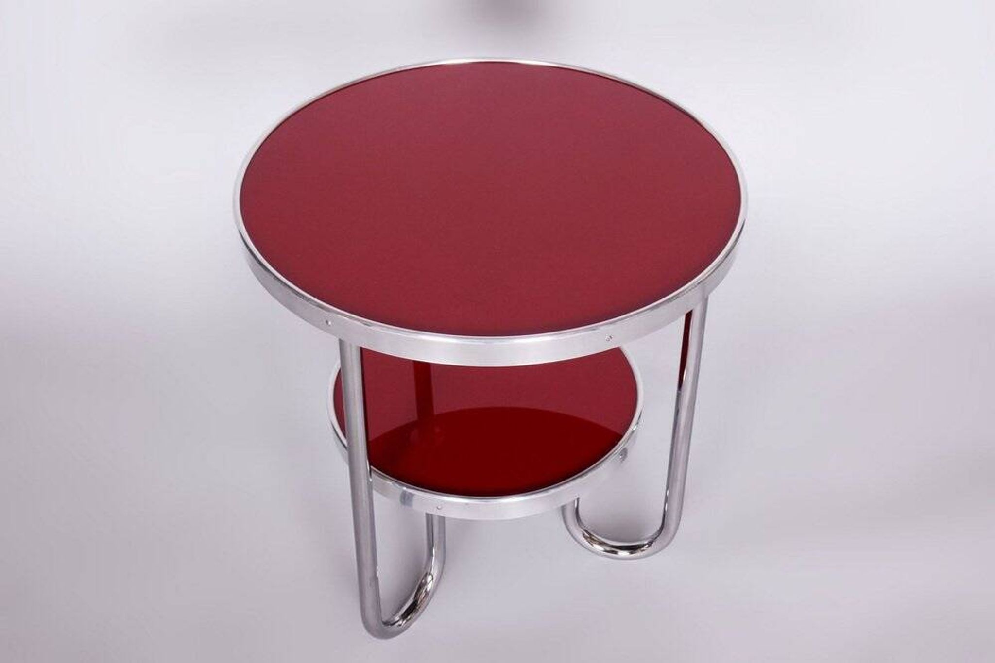 Small Czech Bauhaus Spruce and Chrome Side Table from Kovona, 1930s