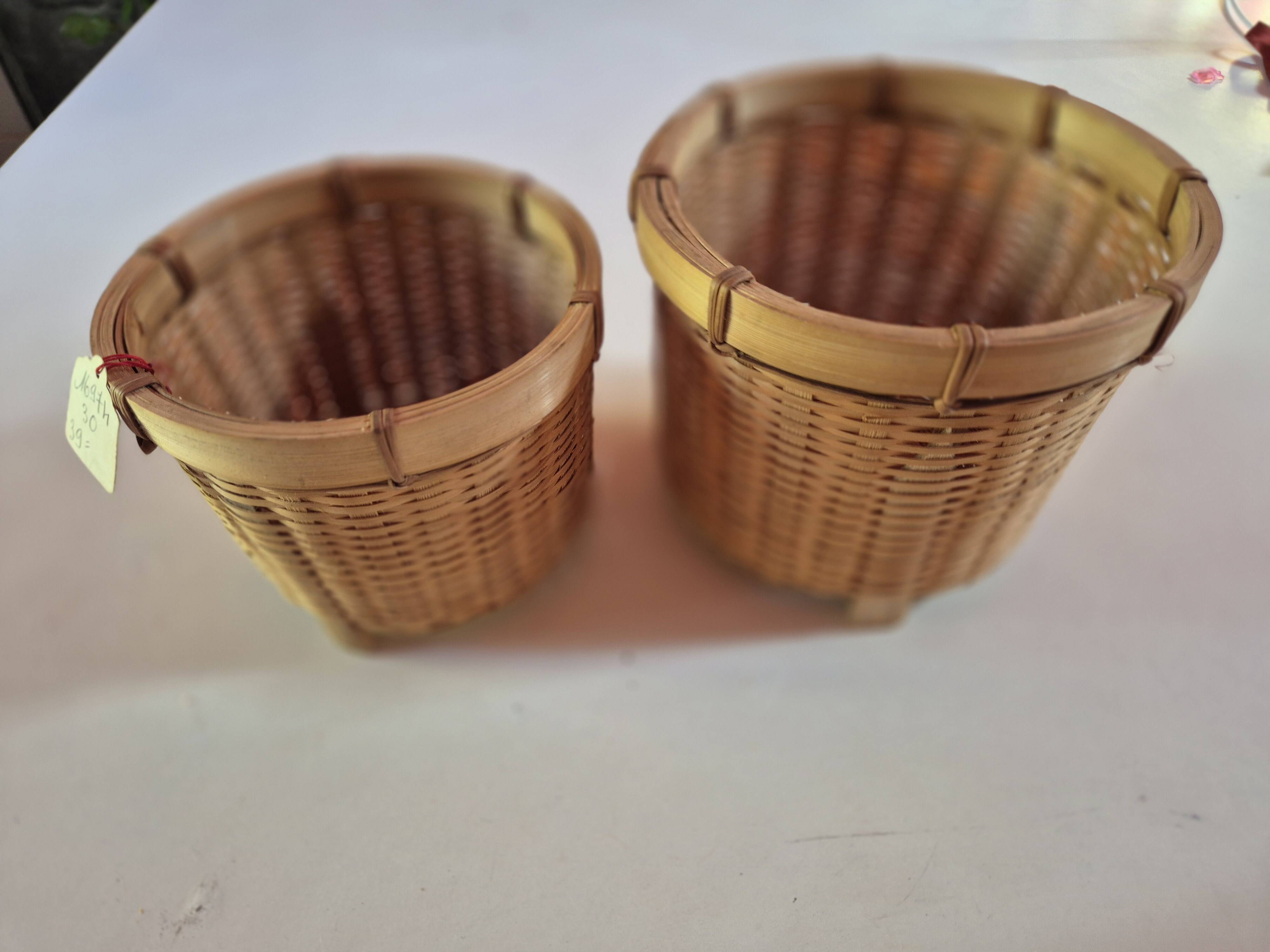 set of 2 flower pot covers made of new vintage bamboo rattan