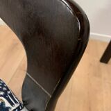 Set of 4 vintage wooden and fabric chairs, 1970