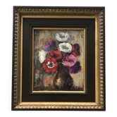 Huile sur toile Bourganel 1978 bouquet de fleurs