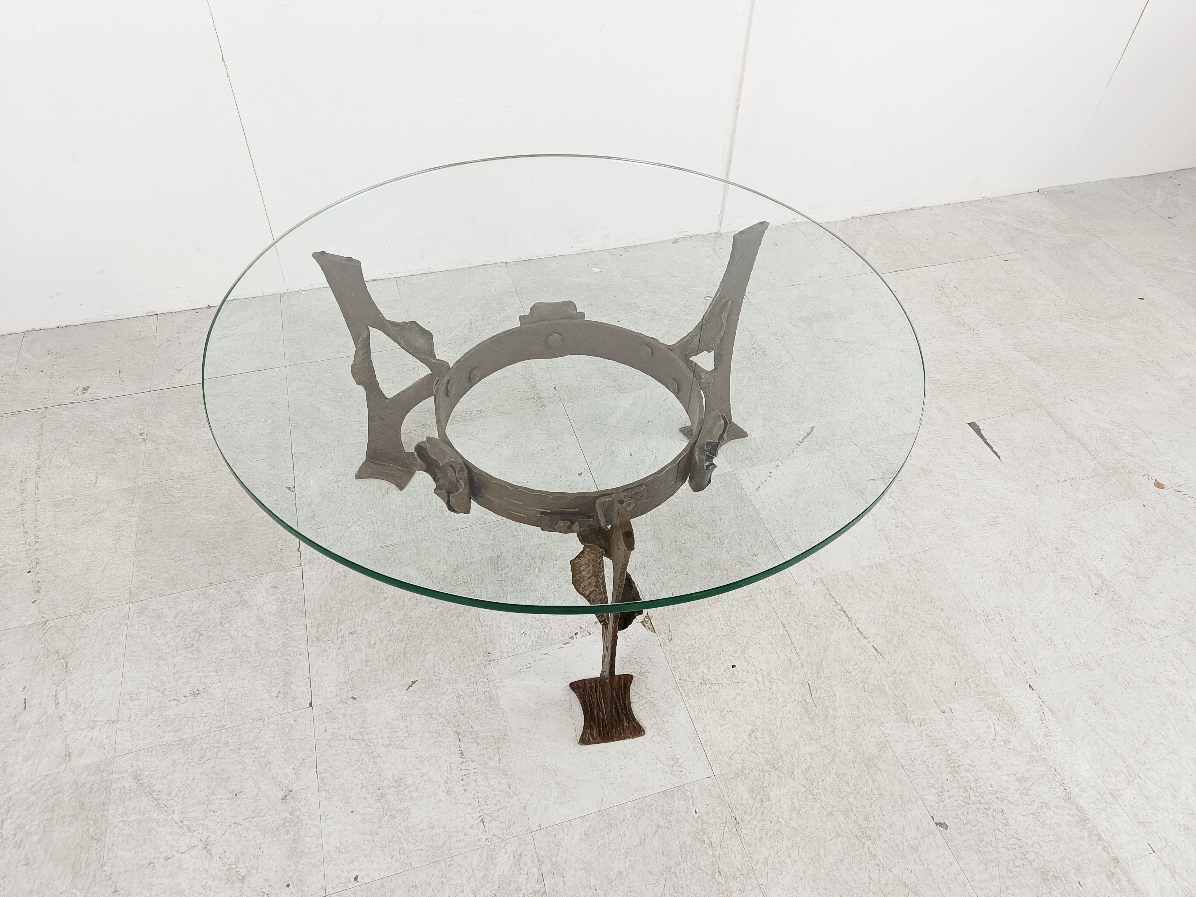 Sculpted steel flower coffee table, 1970s