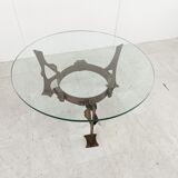 Sculpted steel flower coffee table, 1970s