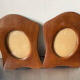 Pair of antique  identical art deco mahogany wooden frames measurements each  25 cm x 17.5 cm  convex glasses