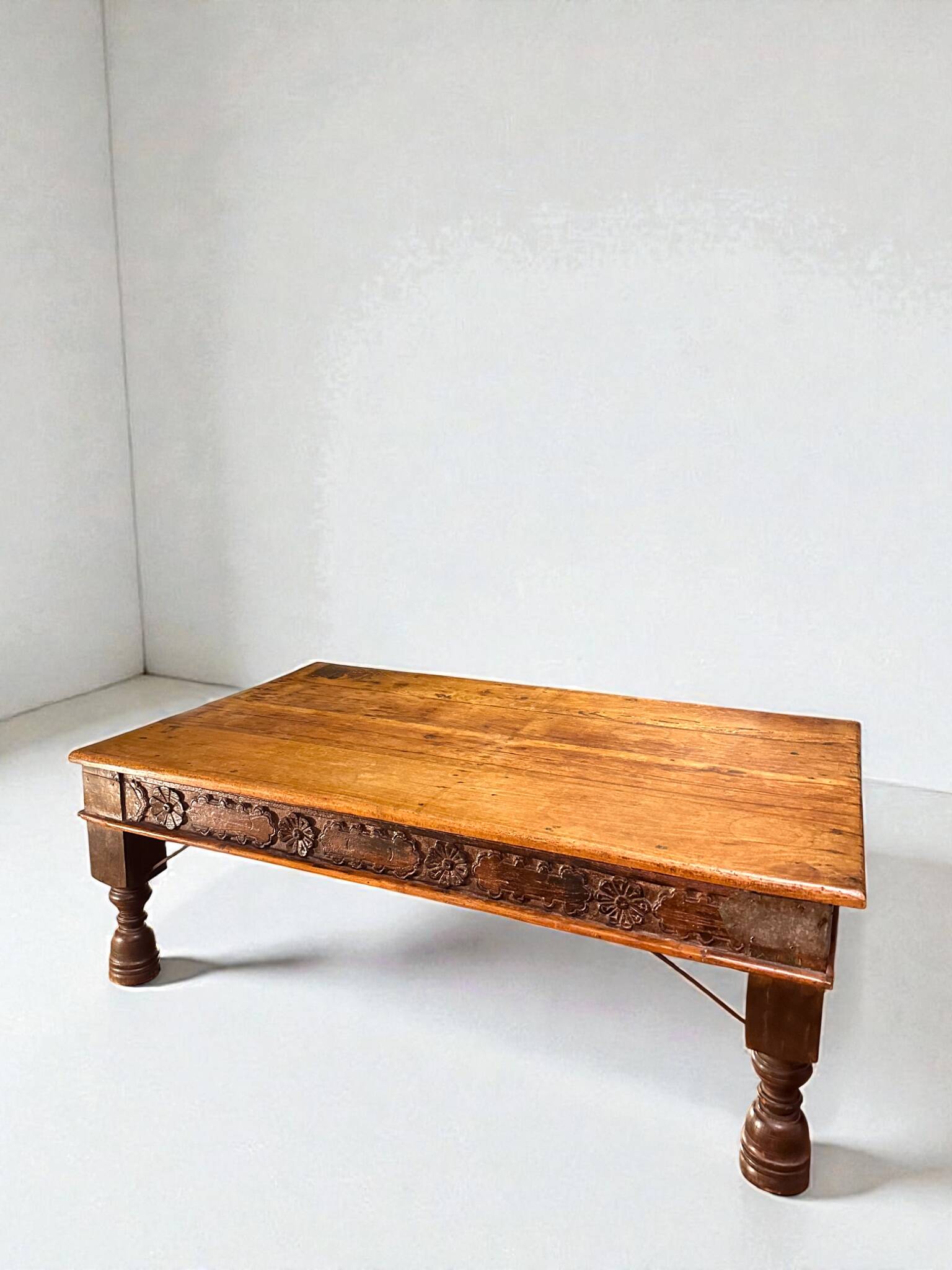 Large 19th-Century Indian Teak Low Table, Rajasthan