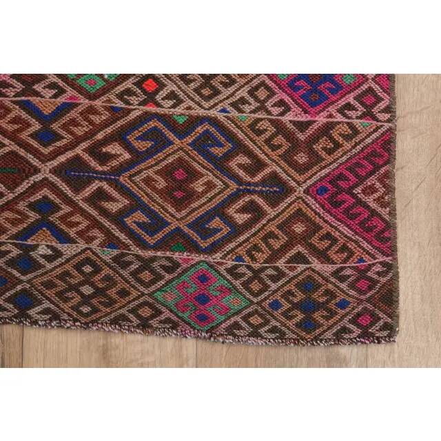 1970s Vintage Turkish Oushak Handmade Wool Cotton Pink Runner Rug 103x171