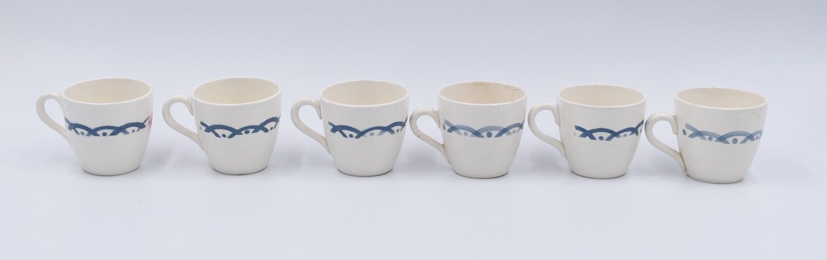 6 cups and under coffee cups Digoin Sarreguemines décor Cannes